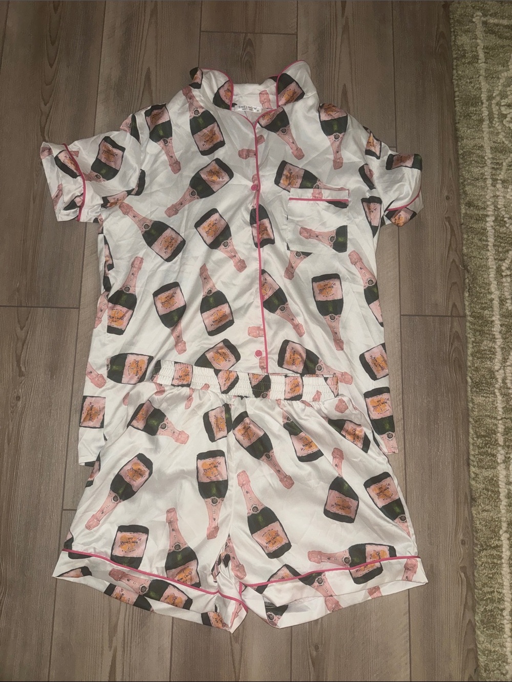 Women’s White Champagne Print Short Pajama Set
